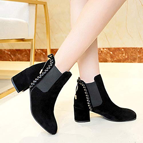 Teresamoon Women High Heel Shoes Martain Boot Suede Solid Color Round Toe Slip-On Shoes (Most Wished & Gift Ideas)