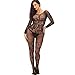 Advoult Plus Size Lingerie Fishnet Bodysuit Crotchless Tights Sexy Nightwear Bodystocking for Women Black
