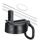 Vmini Straw Lid, Compatible with Hydro Flask Wide Mouth Water Bottle and More, Wide and Rotating Handle, 2 Straws and 1 Brush
