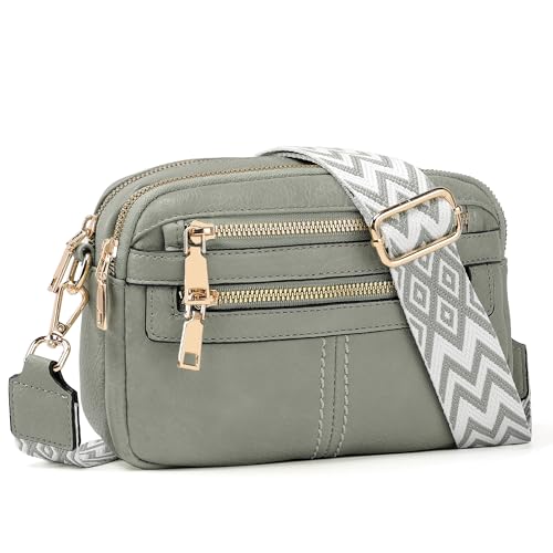 TANTOMI Crossbody Bags for Women, 6-Pockets Purses for Women, Vegan Leather Handbags Shoulder Bag for Travel Shopping