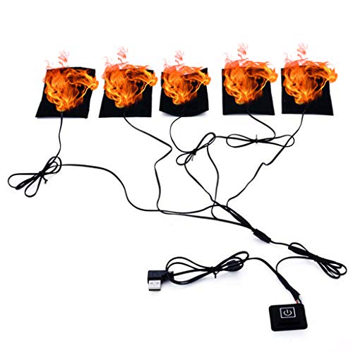 Ranoff 5 Pad USB Heating Thermal Vest Heated Jacket Motorcycle Warm Winter 3 Speed (Black)