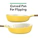 Vremi 1.7 Quart Ceramic Nonstick Ovensafe Angled Frying Pan with Bakelite Wood Tone Handle, Yellow