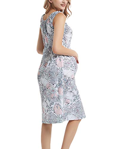 GINKANA Maternity/Nursing Delivery Nightgown with Matching Baby Swaddle Blankets and Hat Set - Hospital Bag Must Have