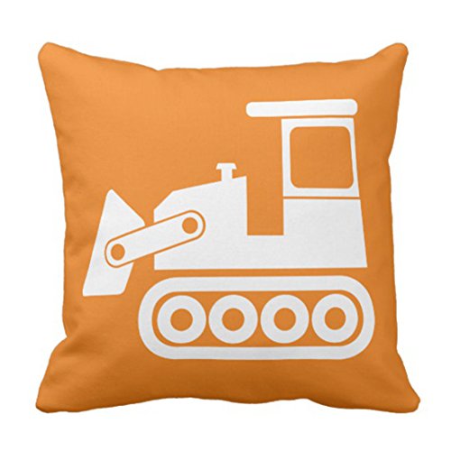 Emvency Throw Pillow Cover Nursery Bulldozer in Orange Construction Decorative Pillow Case Home Decor Square 16 x 16 Inch Pillowcase