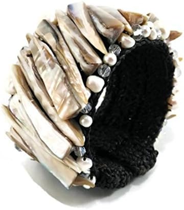 Fashion Hawaii Bracelet Natural Shell - Color Shades of White & Cream Horn Shape with Handmade