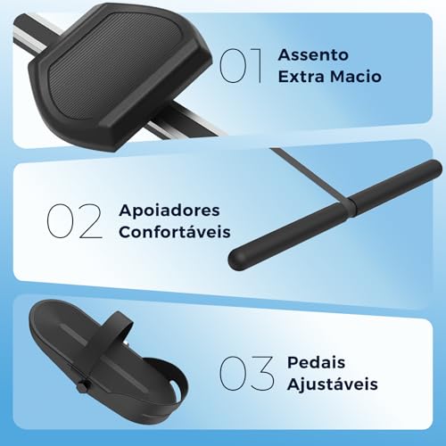 Remo Doméstico Magnético 8 Níveis – Trilho Alumínio 1 m, Roda de Inércia 2 kg, Suporta iPad, Capacidade 120 kg