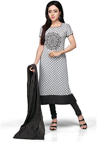 Vastra Vinod Women's Cotton Readymade Kurti With Legging X-Small Whit, Grey
