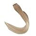 Fshine 18inch Balayage Remy Tape in Hair Extensions Color #12 Fading to #18 and #60 Glue in Extensions Human Hair 20pcs 50g