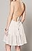 R.Vivimos Womens Summer Halter Deep V Neck Sexy Patchwork Mini Short Dresses Large Beige