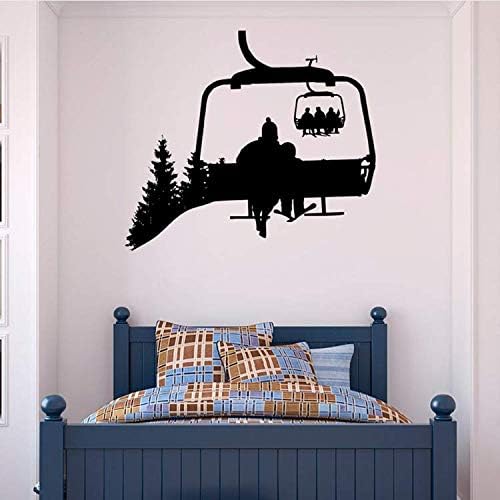 ZHUWall Ski Lift Wall Decal Skiers Mural Snowboard Winter Sport Chair Skiing Sports Kids Bedroom Nursery Home Decor Art Poster42X47Cm