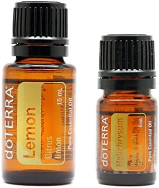 doTERRA Lemon Essential Oil 15ml + Helichrysum Essential Oil 5ml Set of 2 100% Therapeutic Grade Aromatherapy Natural Essential Oil for Diffusion &amp; Tropical Use