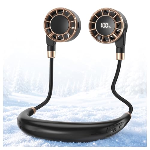 Neck Fan, 4 Ah Mini Portable Fan, 6 Speeds Silent Neck Fan, LCD Display Portable USB Rechargeable Fan, Desk Fan Office Bedside Walking