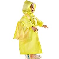 Suplove children Outdoor Waterproof Raincoat Transparent Hat Poncho With Expandable Bag (Yellow, M)