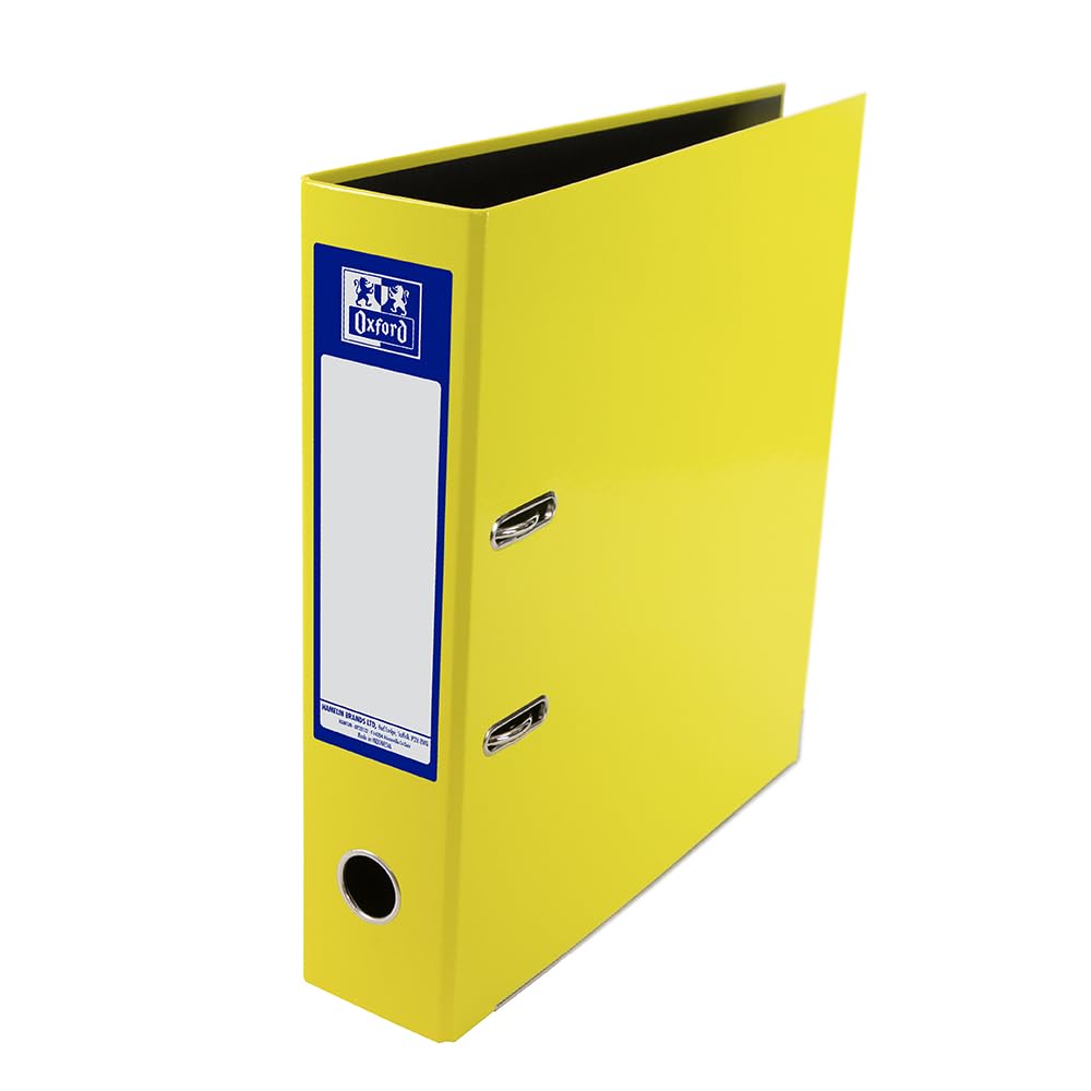 Oxford Premium A4 Lever Arch File, Yellow Single Folder, Heavy Duty