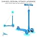 BELEEV Kick Scooter for Kids 3 Wheel Scooter, 4 Adjustable Height, Lean to Steer with LED Light Up Wheels for Children from 3 to 13 Years Old (Sky Blue)