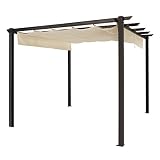 Palm Springs 10ft x 10ft Steel Pergola/Gazebo with Retractable Canopy Shades