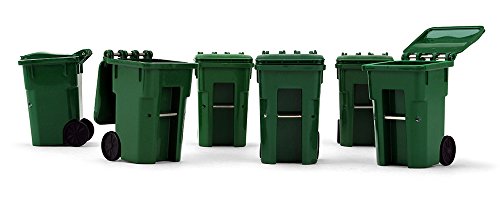 First Gear 1/34 Scale Plastic Collectible Green Trash Carts - Set of Six Carts (#90-0519) - //coolthings.us