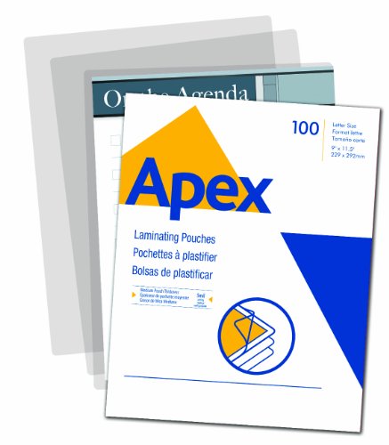 Apex Medium Laminating Pouches, Letter Size for 5 Mil Setting, 100 Pack (5242901)