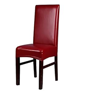Fundas para sillas de comedor, color sólido, piel sintética, resistente