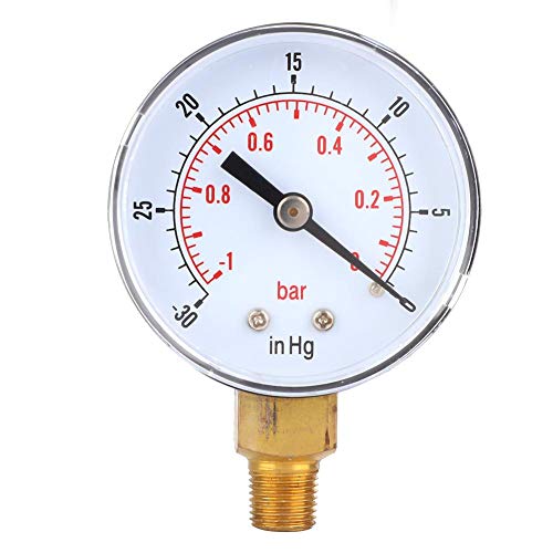 Vacuum Gauge, 50mm Dial 1/8 BSPT Bottom Connection Pressure Gauge, Bar