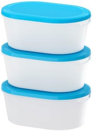 IKEA JÄMKA Dose mit Deckel in weiß/blau; 3er Set; transparent; 1,2