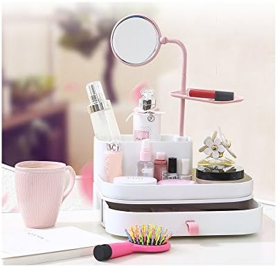 Pretty Jewelry and Cosmetic Storage Makeup Organizer with Mirorr and Shelf Holder Display Box Case