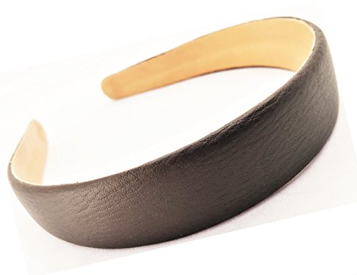 Wardani, 1" wide soft Leather headband handmade & crafted in USA (BROWN)