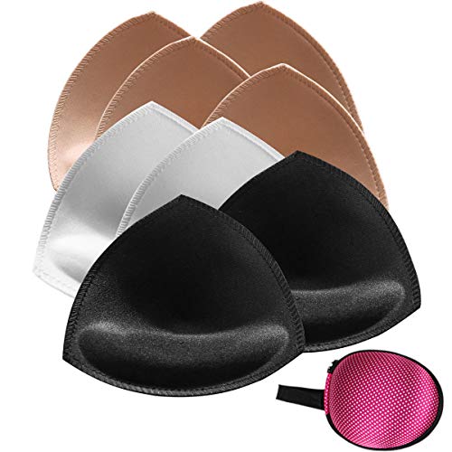 Bra Pads Inserts 4 Pair, Women's Breathable Comfortable Sport Bathing Suit Bra Pads by Alrigon (3 COLOR)