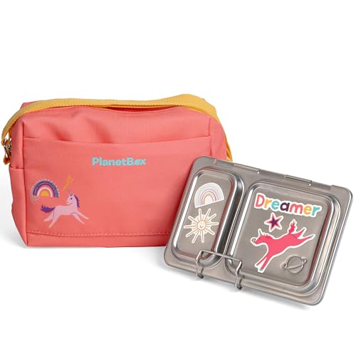 PlanetBox Shuttle Stainless Steel Bento Box Style Lunch Box Kit for Youth with…