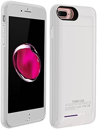 iPhone 8 Plus/7 Plus/6s Plus/6 Plus Battery Charger Case, 4200Mah Portable Cover Charger Power Bank Charging Apple Phone With Smart Power Control And Ultra Protection, Magnet Bracket White