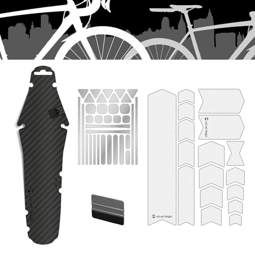 Riesel Design Jobrad Bundle Road Guardabarros Trasero para Bicicleta de Carreras y película Protectora de Marco y Pegatinas Reflectantes en Kit para Todos los tamaños de Bicicleta (Road)