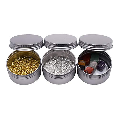 3 oz 15 Packs Round Aluminum Tin Cans Screw Top Metal Steel