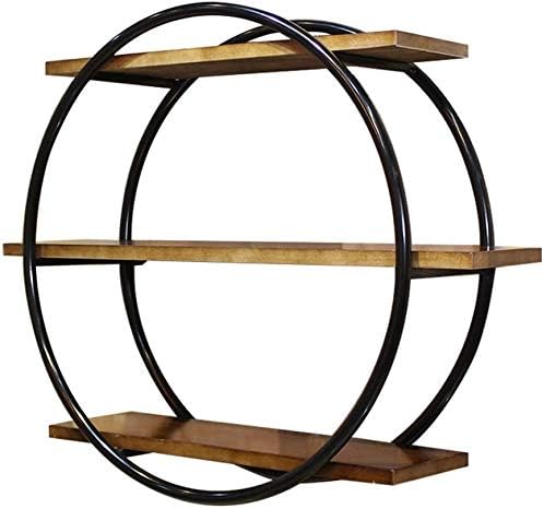 棚 壁掛けラックレトロ木製本棚パーティションウォールデコレーションラウンドの待受画面 カラー Brown カラー ブラウン 有名な Color Black