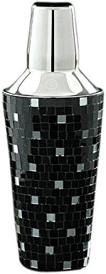 DMA Elements Home Stainless-Steel Cocktail Shaker with Black and Silver Mosaic Tile Design, 600ml