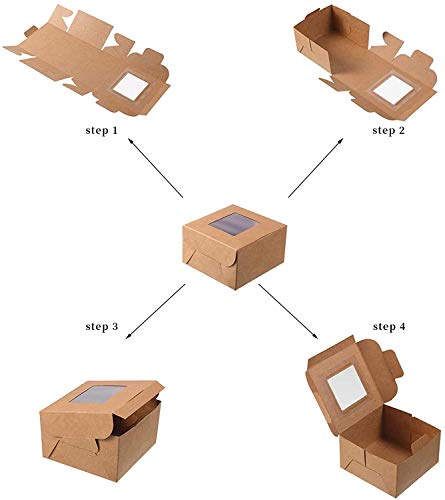 Brown Bakery Boxes, 25PACK Cupcake Boxes with 50 Yards Ribbon | 4\