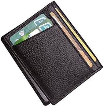 Leather Front Pocket Wallet for Men Walless Minimalist Credit Card Holder with 10 Card Slots (Brown)