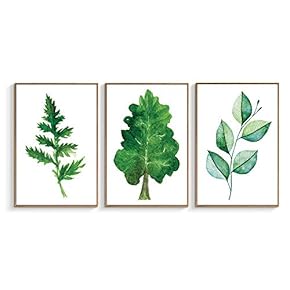 Framed Canvas Wall Art for Living Room, Bedroom Beautiful Leaves Canvas Prints for Home Decoration Ready to Hanging - 16"x24"x3 Panels