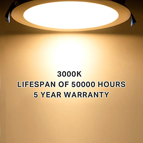 JJC 13W 6 Inch Ultra Thin Led Recessed Lights with Junction Box,3000K Warm White, CRI90+, IC Rated,1000 Lumens 65W Eqv. Dimmable Led Downlight ETL and Energy Star Certified- 6 Pack