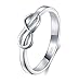 BORUO 925 Sterling Silver Ring, High Polish Infinity Symbol Tarnish Resistant Comfort Fit Wedding Band Ring Size 7
