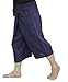 Thai Fisherman Pants Yoga Trousers Free Size 3/4 Cotton Stripe-Dark Navy Blue