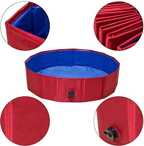 Foldable Dog Swimming Pool Bathing Tub - Portable Pet Paddling Pool for Large Dogs Cats and Children Kids Indoors Outdoors Using, X-Large