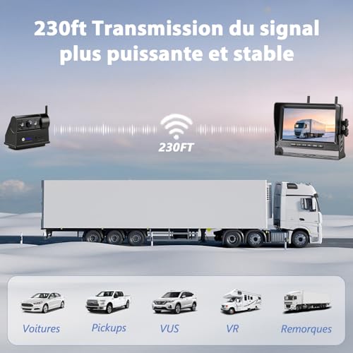VASTEND Caméra de recul Solaire sans Fil avec écran HD 7 Pouces 1080P, caméra de recul numérique sans Fil, Batterie 10000 mAh, étanche IP69 – pour Camping-Cars, camions, fourgons aménagés (VS-7G)