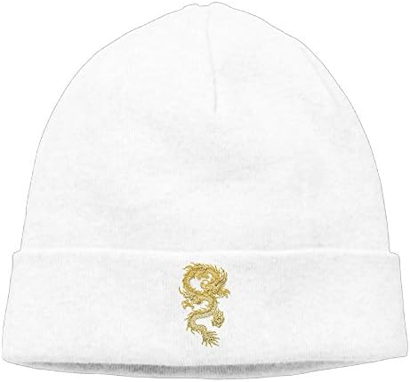 Men Or Women Cool Funny Golden Dragon Spring Fall Winter Knitting Wool Warm Hat Daily Slouchy Wool Hat Cap