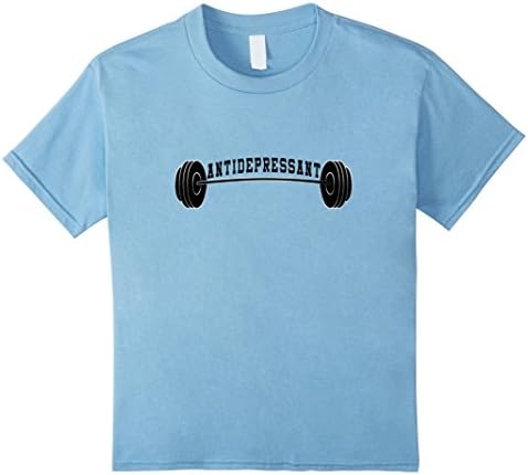 Kids Workout Fitness Antidepressant Barbell T-Shirt 12 Baby Blue