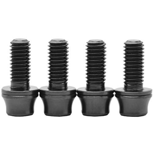 MCTi Mountain MTB Bike Water Bottle Cage Titanium Allen Hex Tapered Head Bolts Screw M5x12mm Washer Head 4 Packed (Black)