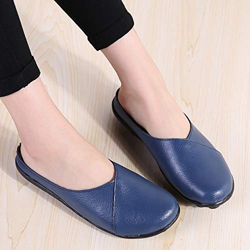 ▶HebeTop◄ Women's Rubber Sole Breathable Natural Walking Flat Loafer, Soft Bottom Shoes Light Blue - Thumbnail 2