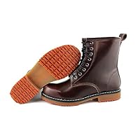 Townforst Womens Slip Resistant Boots Burgendy Brush Off Leather 8