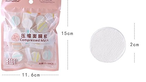 VNDEFUL 20 Pieces Compressed Disposable Facial Mask Grain Dry Sheet Mask Paper DIY Natural Face Cotton Mask