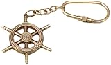 Hampton Nautical  Solid Brass/Copper Ship Wheel Key Chain, 5