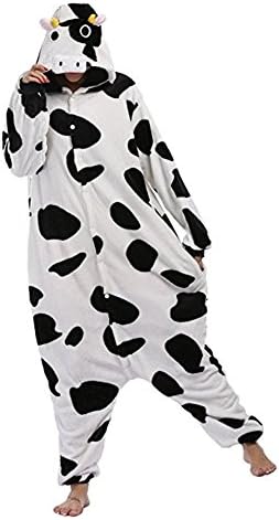 Unisex Adult Pajamas - Plush One Piece Cosplay Animal Costume (S, Cow)